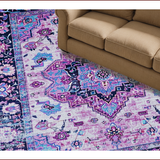 Ultra Soft Area Rug, Non Slip, Stain Resistant, Washable Area Rugs for Living Room, Bedroom, Eclectic Vintage Floral Ensemble(Purple)