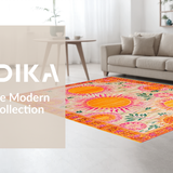 Ultra Soft Area Rug, Non Slip, Stain Resistant, Washable Area Rugs for Living Room, Bedroom, Lively Color-Drenched Artistic Flair(Orange)
