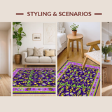 Ultra Soft Area Rug, Non Slip, Stain Resistant, Washable Area Rugs for Living Room, Bedroom, Graceful Curved Floral Elements(Purple)