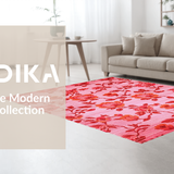 Ultra Soft Area Rug, Non Slip, Stain Resistant, Washable Area Rugs for Living Room, Bedroom, Sophisticated Tropical Garden Feel(Pink)