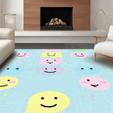 Ultra Soft Area Rug, Non Slip, Stain Resistant, Washable Area Rugs for Living Room, Bedroom, Soft Tone Happy Face Theme(Blue)