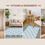 Ultra Soft Area Rug, Non Slip, Stain Resistant, Washable Area Rugs for Living Room, Bedroom, Inviting Pastel Floral Composition(Blue)