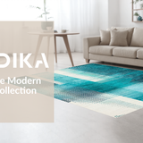Ultra Soft Area Rug, Non Slip, Stain Resistant, Washable Area Rugs for Living Room, Bedroom, Modern Round Area Rug with Striking Teal Ombre and Geometric Elements(Blue)