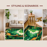 Playful Jurassic Scene Motif(Green)