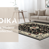 Ultra Soft Area Rug, Non Slip, Stain Resistant, Washable Area Rugs for Living Room, Bedroom, Dramatic Black Ivory Geometric Fusion(Black)
