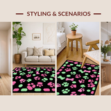Ultra Soft Area Rug, Non Slip, Stain Resistant, Washable Area Rugs for Living Room, Bedroom, Artistic Colorful Paw Trait Design(Pink)