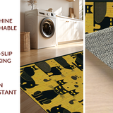 Ultra Soft Area Rug, Non Slip, Stain Resistant, Washable Area Rugs for Living Room, Bedroom, Playful Monochrome Feline Patterns(Yellow)