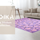 Ultra Soft Area Rug, Non Slip, Stain Resistant, Washable Area Rugs for Living Room, Bedroom, Youthful Elegant Bloom Pattern(Purple)
