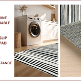 Ultra Soft Area Rug, Non Slip, Stain Resistant, Washable Area Rugs for Living Room, Bedroom, Chic Minimalist Stripe Aesthetic(Black)