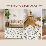 Ultra Soft Area Rug, Non Slip, Stain Resistant, Washable Area Rugs for Living Room, Bedroom, Contemporary Patterned Textured Beauty(White)