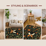 Ultra Soft Area Rug, Non Slip, Stain Resistant, Washable Area Rugs for Living Room, Bedroom, Stylish Contemporary Nature Elements(Black)