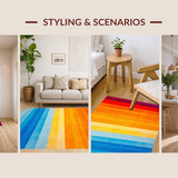 Ultra Soft Area Rug, Non Slip, Stain Resistant, Washable Area Rugs for Living Room, Bedroom, Artistic Contemporary Rainbow Flow(Orange)