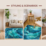 Ultra Soft Area Rug, Non Slip, Stain Resistant, Washable Area Rugs for Living Room, Bedroom, 3D Octopus Illusion Rug Runner Nautical Ocean Depths Graphic Printed Mat(Blue)