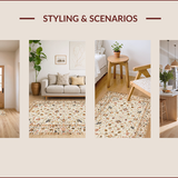 Ultra Soft Area Rug, Non Slip, Stain Resistant, Washable Area Rugs for Living Room, Bedroom, Sophisticated Neutral Botanical Print(Beige)