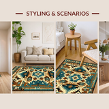 Ultra Soft Area Rug, Non Slip, Stain Resistant, Washable Area Rugs for Living Room, Bedroom, Vibrant Southwestern Geometric Artwork(Brown)