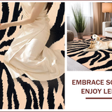 Ultra Soft Area Rug, Non Slip, Stain Resistant, Washable Area Rugs for Living Room, Bedroom, Modern Zebra Print Entryway Runner Rug Black Peach(Beige)