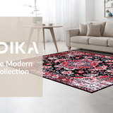 Ultra Soft Area Rug, Non Slip, Stain Resistant, Washable Area Rugs for Living Room, Bedroom, Contemporary Subtle Patterned Elegance(Red)