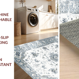 Ultra Soft Area Rug, Non Slip, Stain Resistant, Washable Area Rugs for Living Room, Bedroom, Sophisticated Vintage Trellis Look(White)