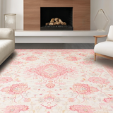 Ultra Soft Area Rug, Non Slip, Stain Resistant, Washable Area Rugs for Living Room, Bedroom, Luxurious Earthy Floral Motif(Beige)