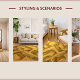 Ultra Soft Area Rug, Non Slip, Stain Resistant, Washable Area Rugs for Living Room, Bedroom, Retro Greek Key Living Room Gold Accent Rug(Gold)