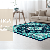 Ultra Soft Area Rug, Non Slip, Stain Resistant, Washable Area Rugs for Living Room, Bedroom, Non-Shedding Floral Medallion Bedroom Carpet(Blue)