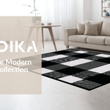 Ultra Soft Area Rug, Non Slip, Stain Resistant, Washable Area Rugs for Living Room, Bedroom, Chic Cozy Striped Arrangement(Black)