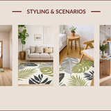 Ultra Soft Area Rug, Non Slip, Stain Resistant, Washable Area Rugs for Living Room, Bedroom, Elegant Earthy Monstera Motif(Gray)