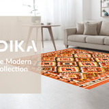 Ultra Soft Area Rug, Non Slip, Stain Resistant, Washable Area Rugs for Living Room, Bedroom, Modern Earthy Geometric Feel(Orange)