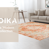 Ultra Soft Area Rug, Non Slip, Stain Resistant, Washable Area Rugs for Living Room, Bedroom, Lively Floral Trellis Composition(Orange)