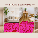 Ultra Soft Area Rug, Non Slip, Stain Resistant, Washable Area Rugs for Living Room, Bedroom, Joyful Pink Safari Inspired Style(Pink)
