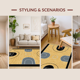 Ultra Soft Area Rug, Non Slip, Stain Resistant, Washable Area Rugs for Living Room, Bedroom, Sleek Contemporary Graphic Elements(Beige)