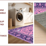 Ultra Soft Area Rug, Non Slip, Stain Resistant, Washable Area Rugs for Living Room, Bedroom, Elegant Vintage Floral Motif(Pink)