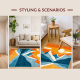 Ultra Soft Area Rug, Non Slip, Stain Resistant, Washable Area Rugs for Living Room, Bedroom, Expressive Circular Abstract Aesthetics(Orange)