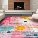 Ultra Soft Area Rug, Non Slip, Stain Resistant, Washable Area Rugs for Living Room, Bedroom, Dynamic Teal Pink Watercolor Fusion(Pink)
