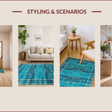 Ultra Soft Area Rug, Non Slip, Stain Resistant, Washable Area Rugs for Living Room, Bedroom, Elegant Nature-Infused Print Design(Blue)