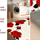 Ultra Soft Area Rug, Non Slip, Stain Resistant, Washable Area Rugs for Living Room, Bedroom, Charming Transitional Rose Aesthetic(Red)
