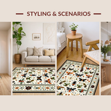 Ultra Soft Area Rug, Non Slip, Stain Resistant, Washable Area Rugs for Living Room, Bedroom, Charming Organic Botanical Design(White)