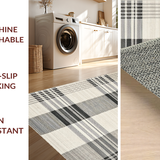 Ultra Soft Area Rug, Non Slip, Stain Resistant, Washable Area Rugs for Living Room, Bedroom, Chic Reversible Plaid Aesthetic(Gray)
