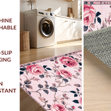 Ultra Soft Area Rug, Non Slip, Stain Resistant, Washable Area Rugs for Living Room, Bedroom, Trendy Pink Blossom Decorative Mat(Pink)