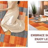 Ultra Soft Area Rug, Non Slip, Stain Resistant, Washable Area Rugs for Living Room, Bedroom, Sophisticated Abstract Linear Elements(Orange)
