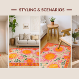 Ultra Soft Area Rug, Non Slip, Stain Resistant, Washable Area Rugs for Living Room, Bedroom, Lively Color-Drenched Artistic Flair(Orange)