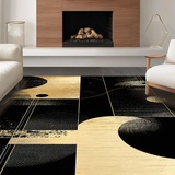 Ultra Soft Area Rug, Non Slip, Stain Resistant, Washable Area Rugs for Living Room, Bedroom, Chic Black and Gold Fusion(Gold)