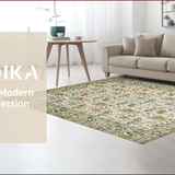 Ultra Soft Area Rug, Non Slip, Stain Resistant, Washable Area Rugs for Living Room, Bedroom, Charming Earthy Floral Motif(Ivory)
