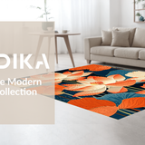 Ultra Soft Area Rug, Non Slip, Stain Resistant, Washable Area Rugs for Living Room, Bedroom, Eclectic Colorful Floral Display(Orange)