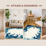 Ultra Soft Area Rug, Non Slip, Stain Resistant, Washable Area Rugs for Living Room, Bedroom, Fouiunler Octopus Maze Rug Runner Surreal Whale Illusion Ocean Graphic(Blue)