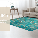 Ultra Soft Area Rug, Non Slip, Stain Resistant, Washable Area Rugs for Living Room, Bedroom, Rustic Vibrant Tribal Aesthetic(Blue)