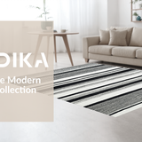Ultra Soft Area Rug, Non Slip, Stain Resistant, Washable Area Rugs for Living Room, Bedroom, Contemporary Linear Art Rug with Striped Motif and Monochrome Appeal(Black)