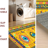 Ultra Soft Area Rug, Non Slip, Stain Resistant, Washable Area Rugs for Living Room, Bedroom, Traditional Mystic Symbolic Rug(Yellow)