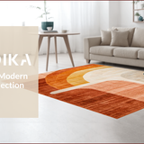 Ultra Soft Area Rug, Non Slip, Stain Resistant, Washable Area Rugs for Living Room, Bedroom, Terracotta Abstract Rainbow Motif(Brown)