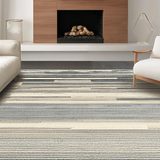Ultra Soft Area Rug, Non Slip, Stain Resistant, Washable Area Rugs for Living Room, Bedroom, Timeless Elegant Textured Lines(Beige)